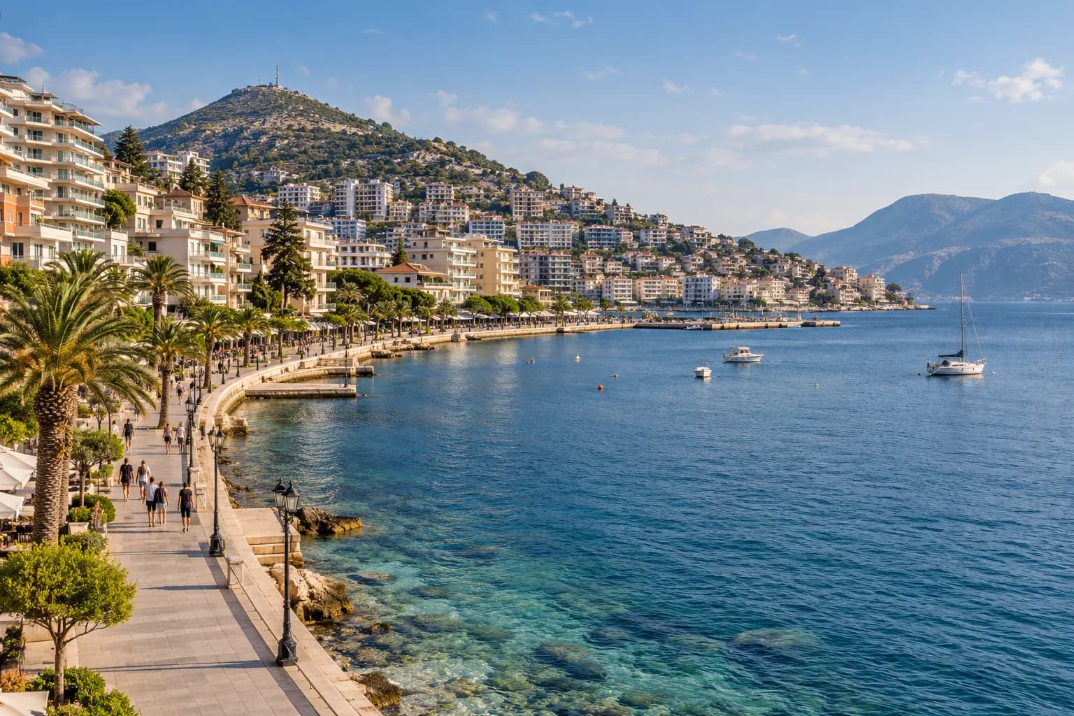 AI ilustrace pobřeží Sarandë