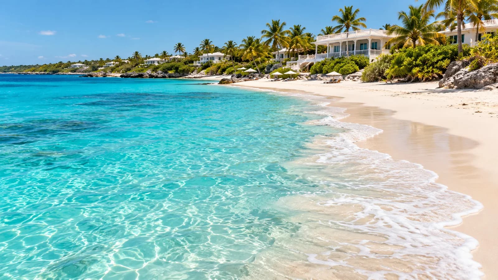 AI ilustrace: The Valley, Anguilla — ilustrační pohled na místní architekturu a krajinu