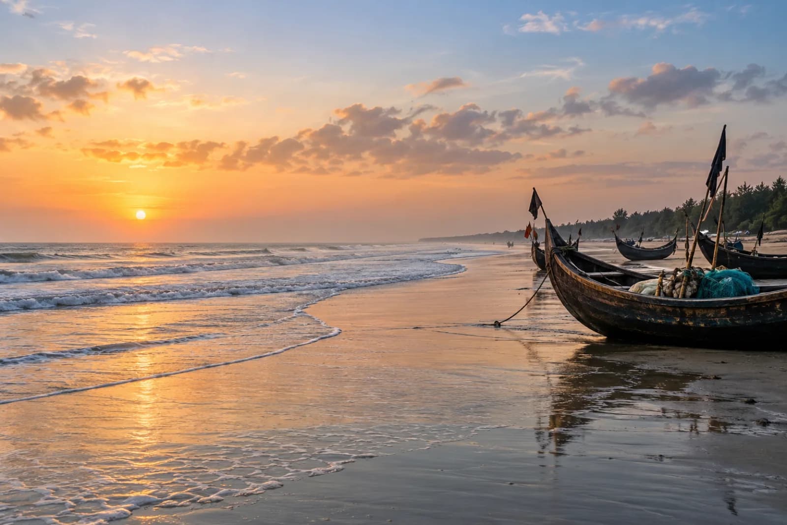 AI ilustrace Cox's Bazar: krajina a místní architektura