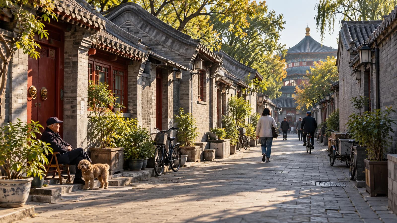 AI ilustrace Peking: krajina a místní architektura