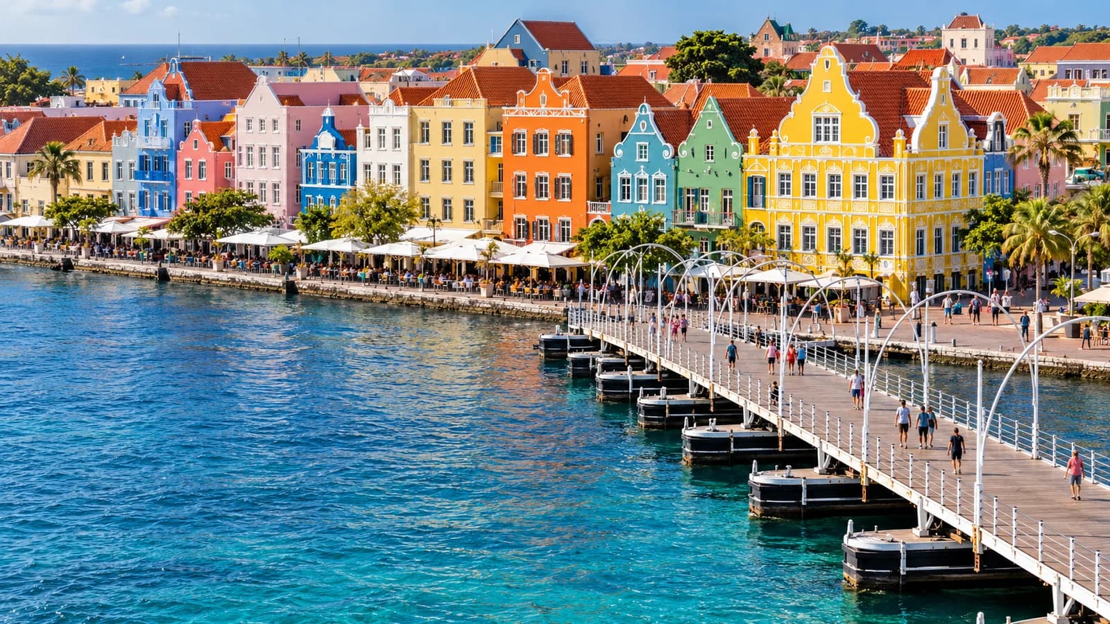 AI ilustrace: Willemstad, Curaçao — ilustrační pohled na místní architekturu a krajinu