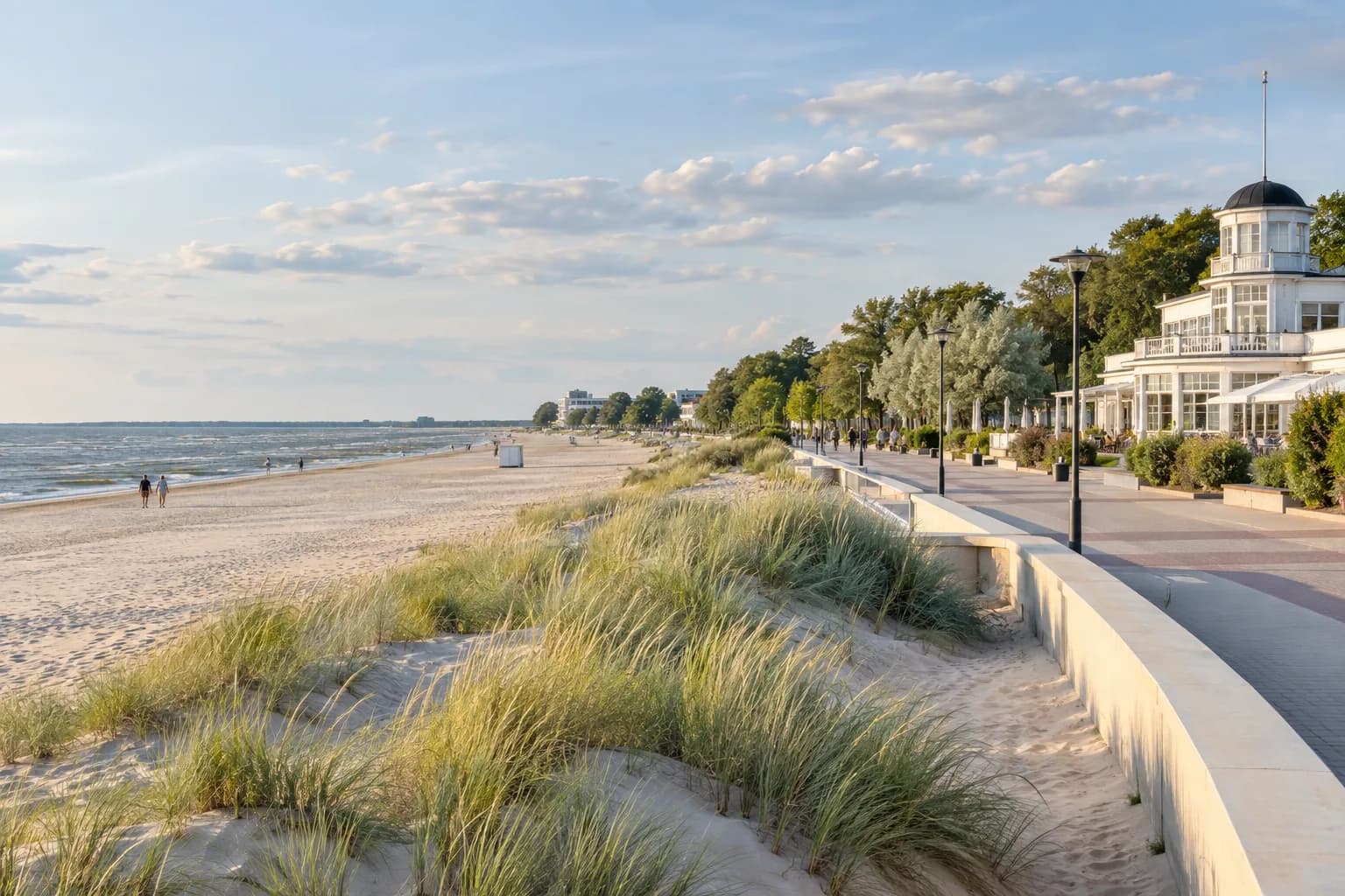 AI ilustrace pláže a promenády v Pärnu