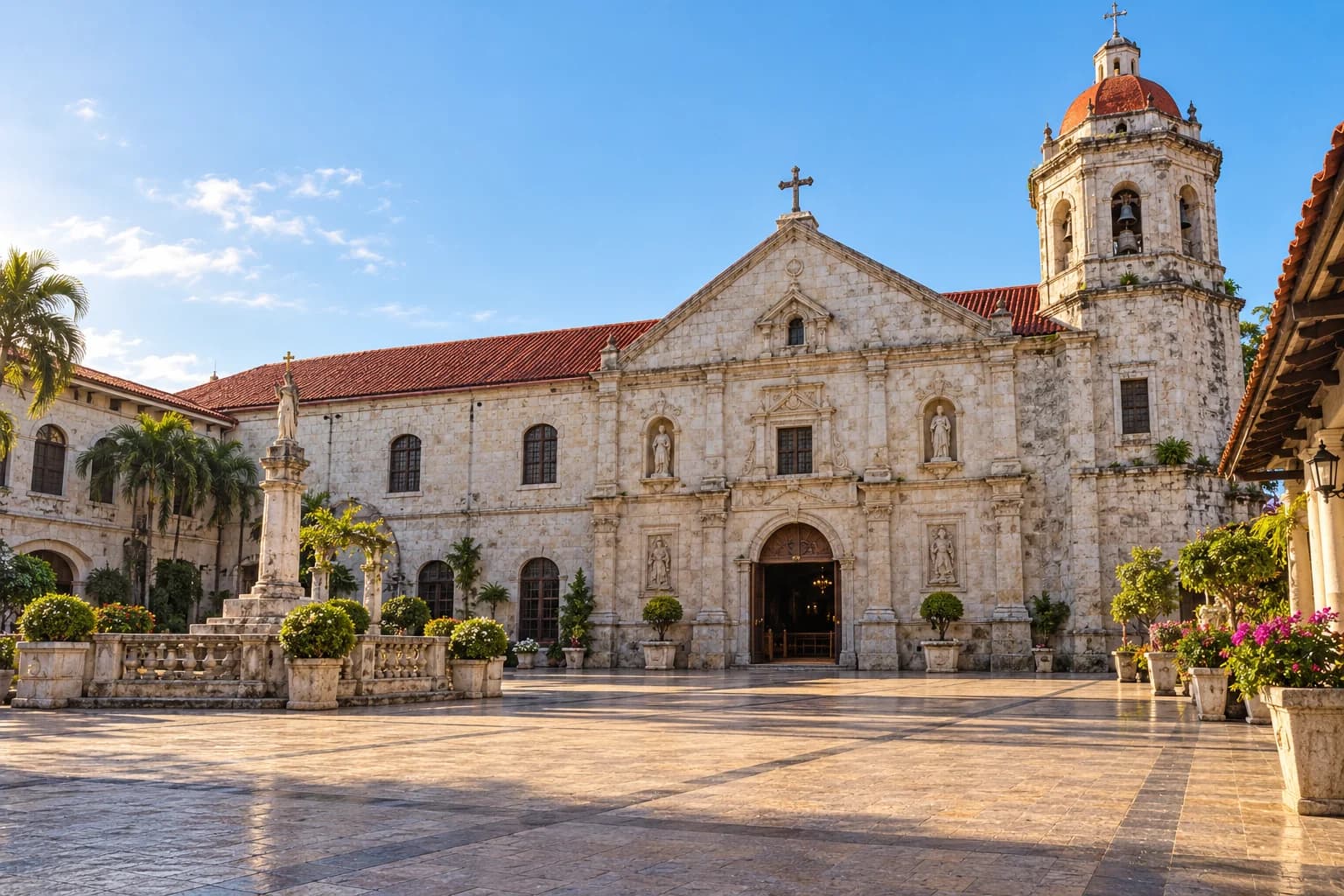 AI ilustrace historického okolí baziliky Santo Niño v Cebu City