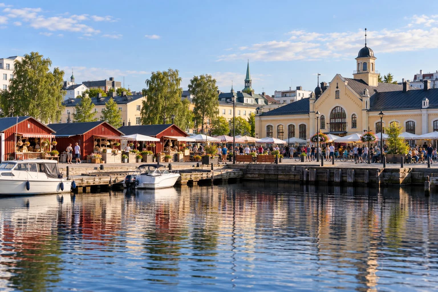 AI ilustrace městského nábřeží Oulu