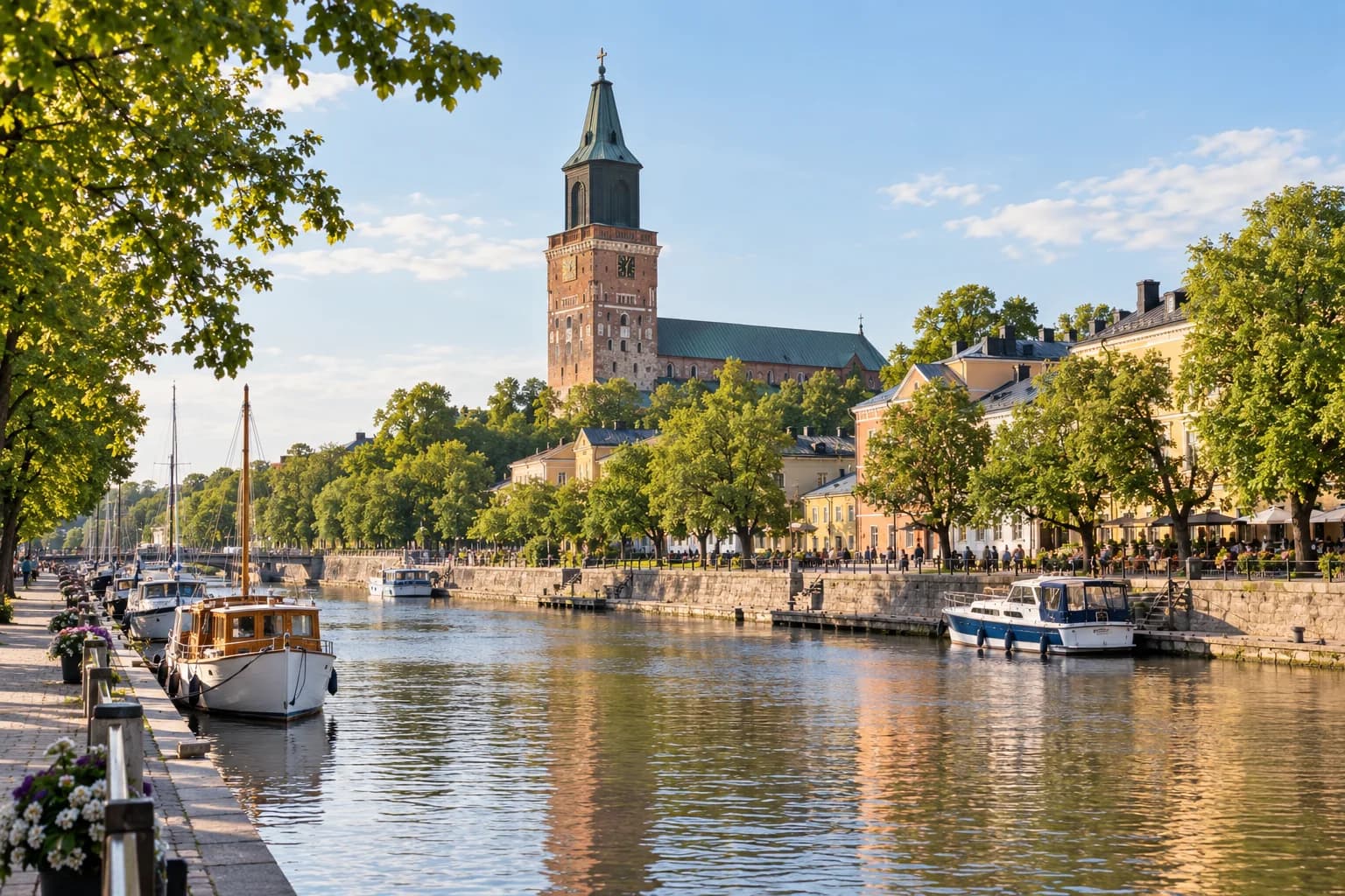 AI ilustrace řeky Aury a katedrály v Turku