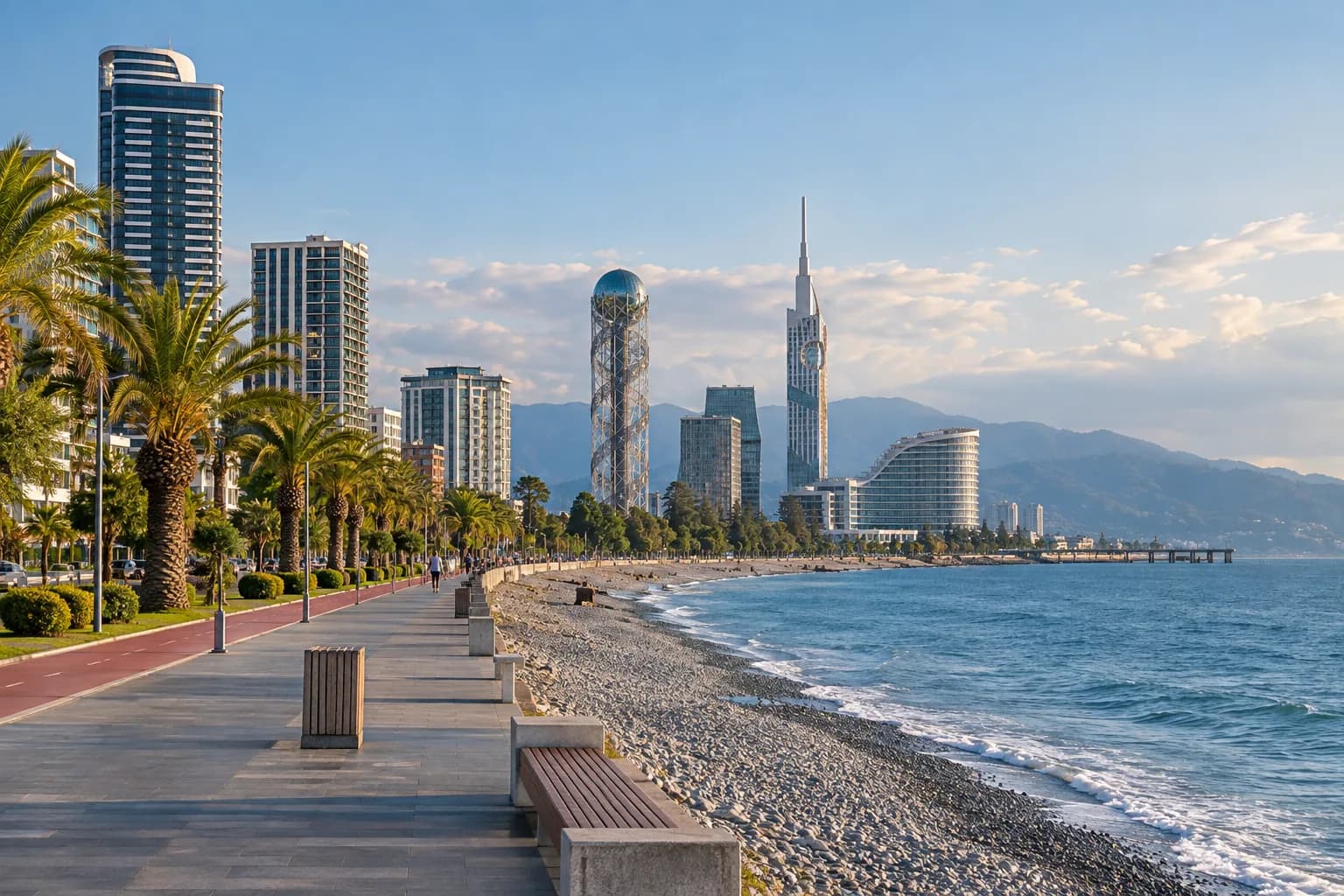 AI ilustrace architektury a prostředí města Batumi