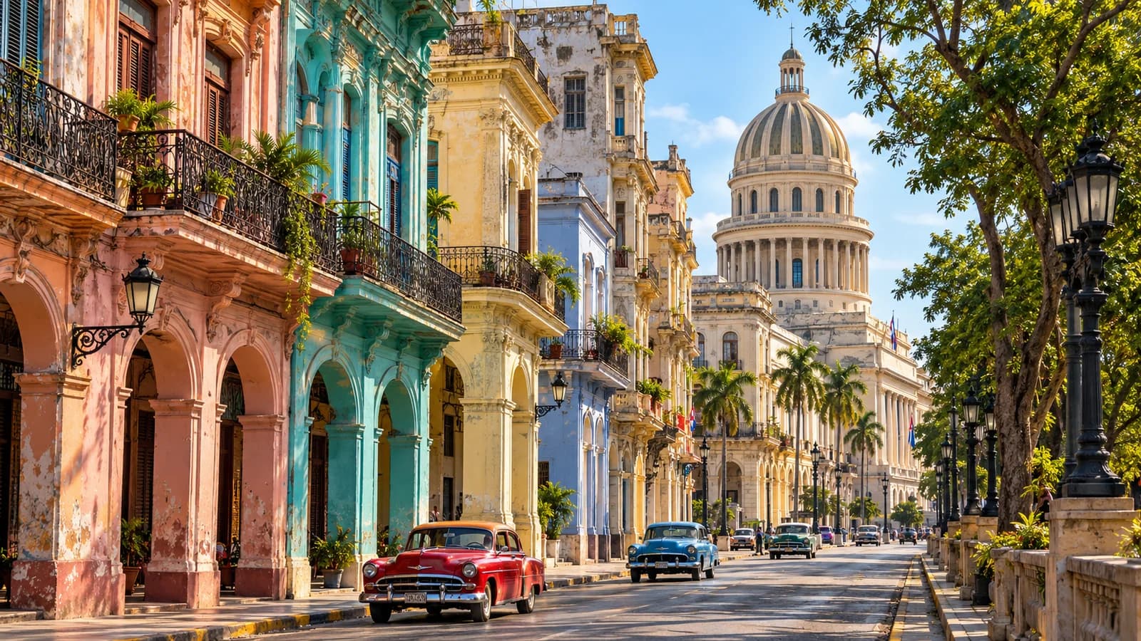 AI ilustrace: Havana, Kuba — ilustrační pohled na místní architekturu a krajinu