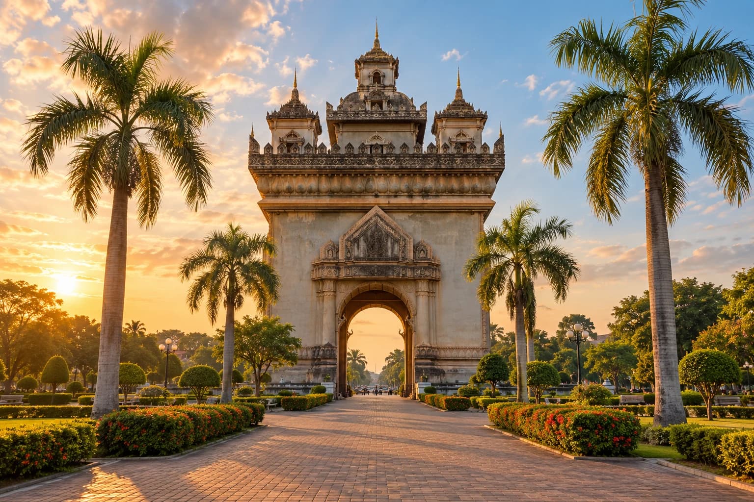 AI ilustrace Patuxai ve Vientiane
