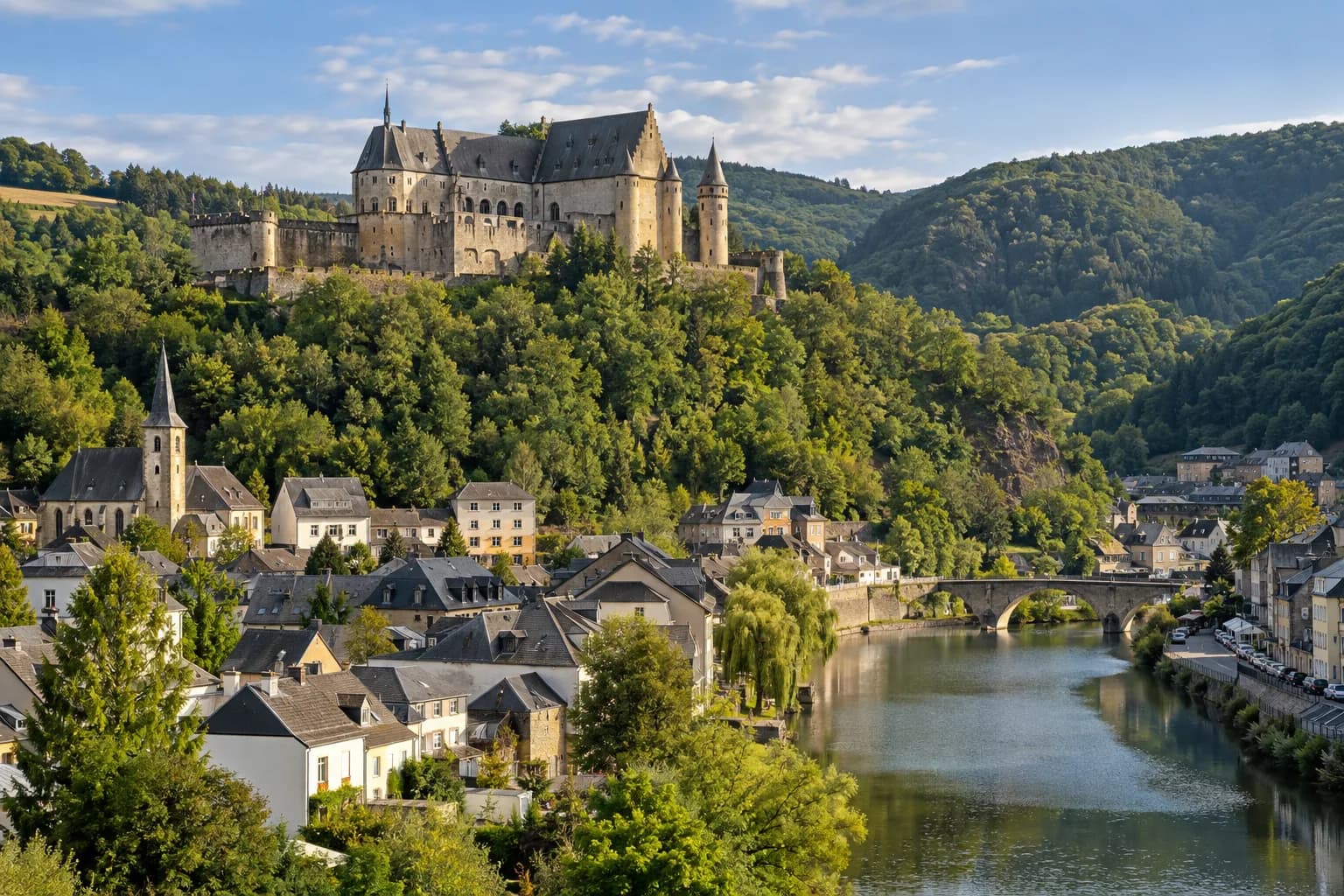 AI ilustrace města Veianen, Château de Vianden