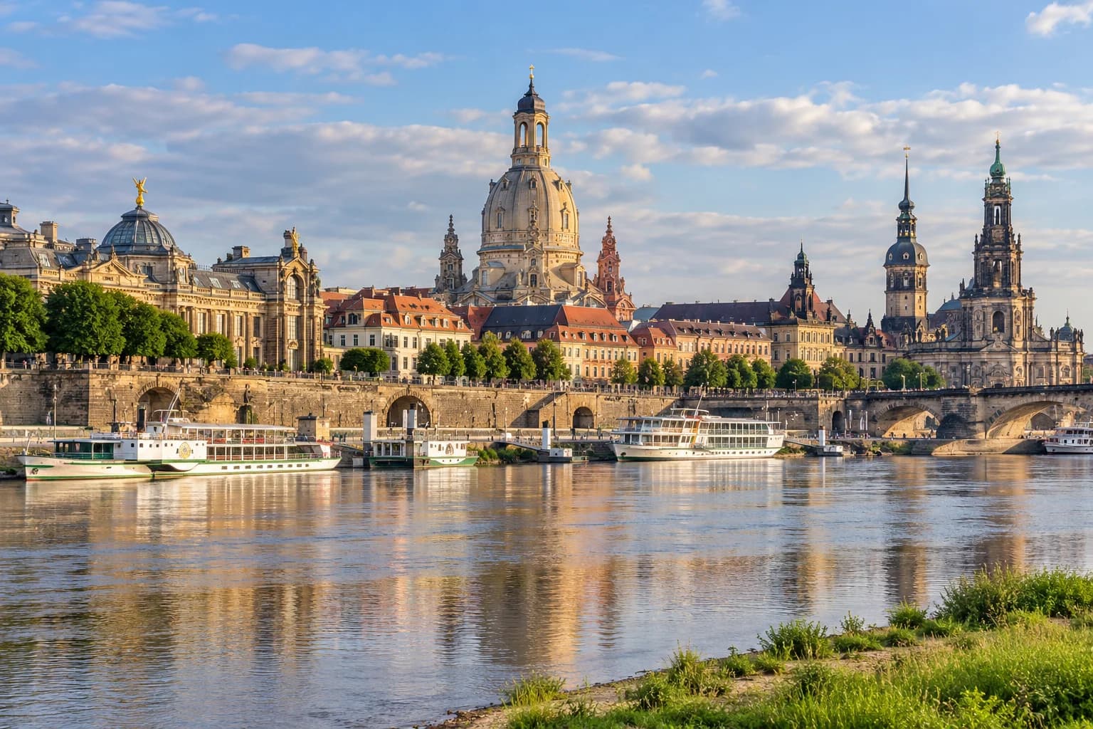 AI ilustrace Labe a drážďanského Altstadtu