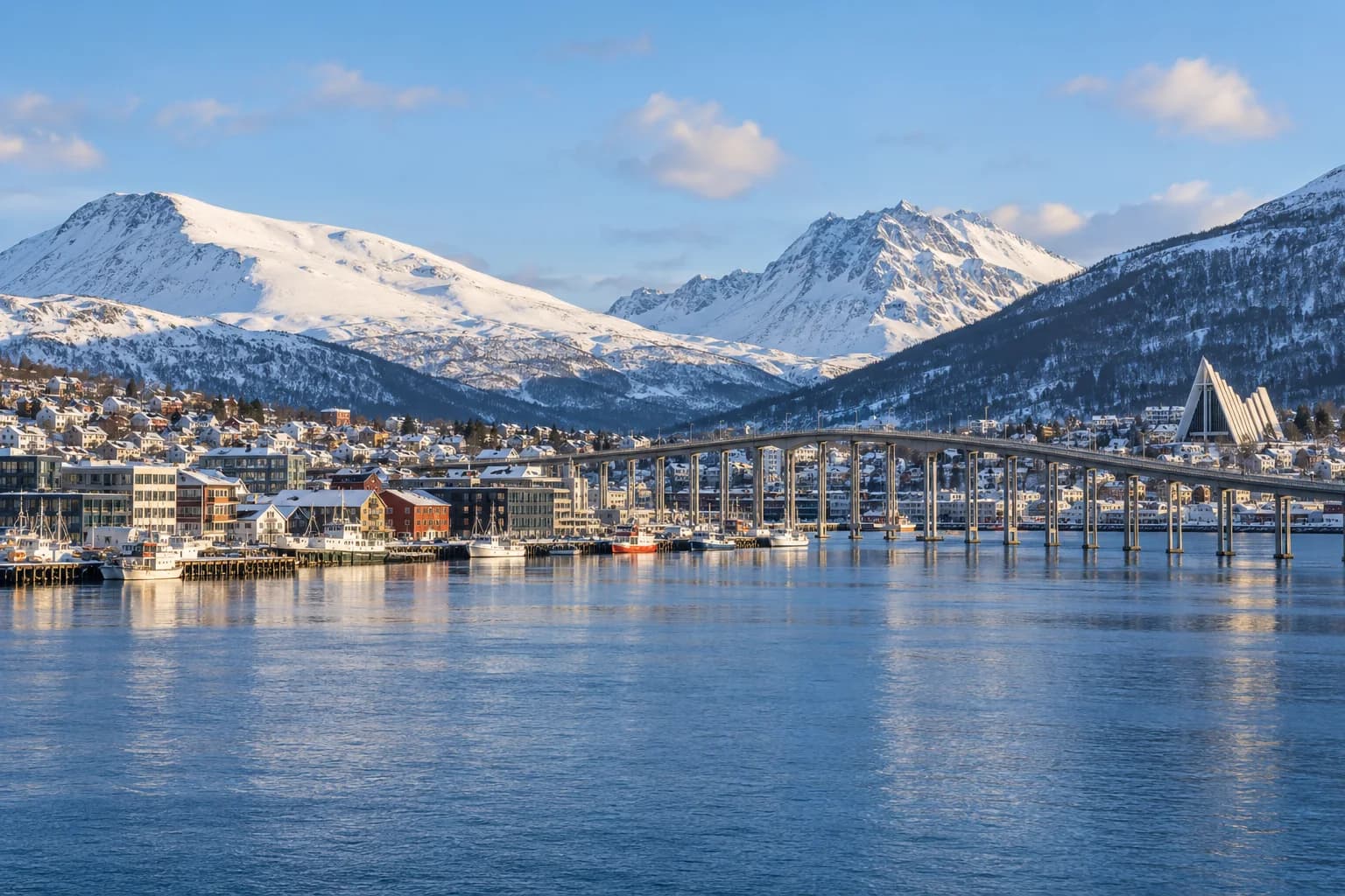 AI ilustrace Tromsø a horského okolí