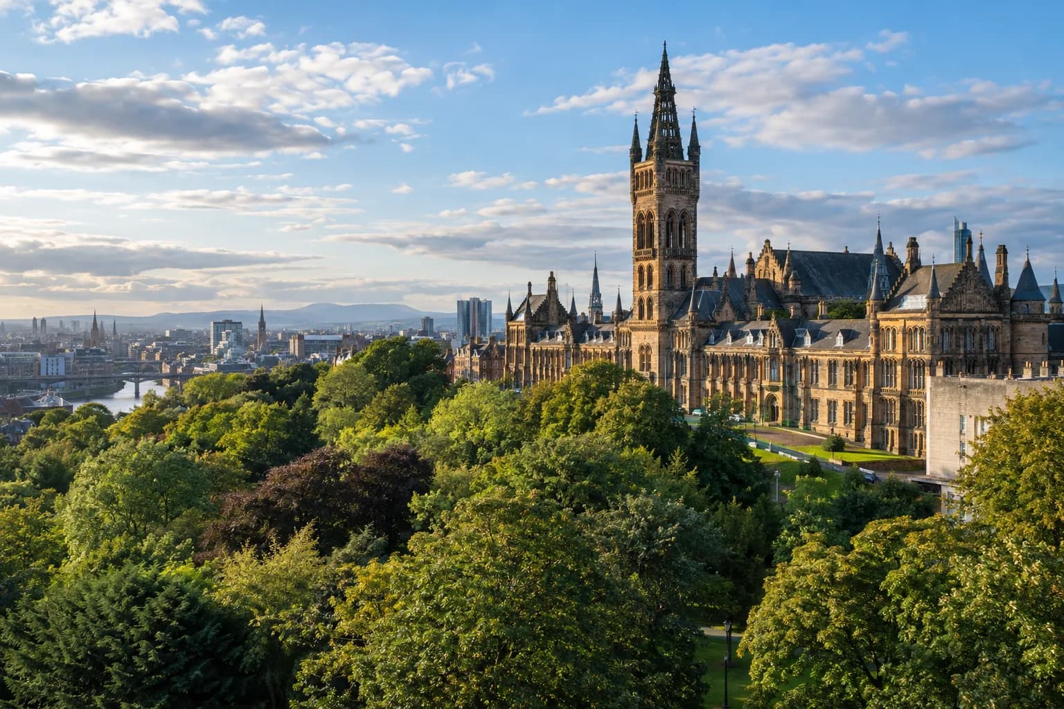 AI ilustrace města Glasgow, Kelvingrove