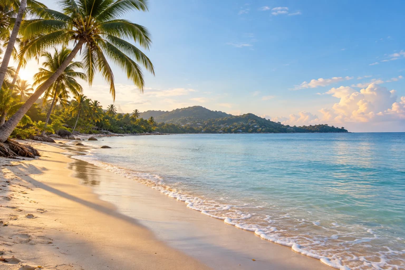 AI ilustrace palmové pláže na Koh Samui