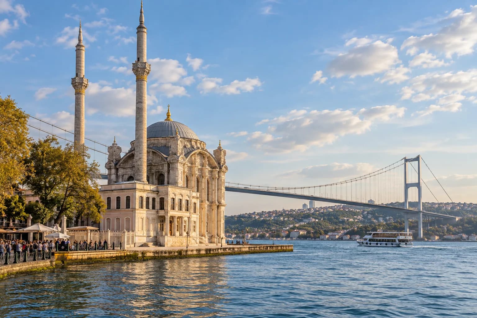 AI ilustrace Ortaköy a Bosporu v Istanbulu