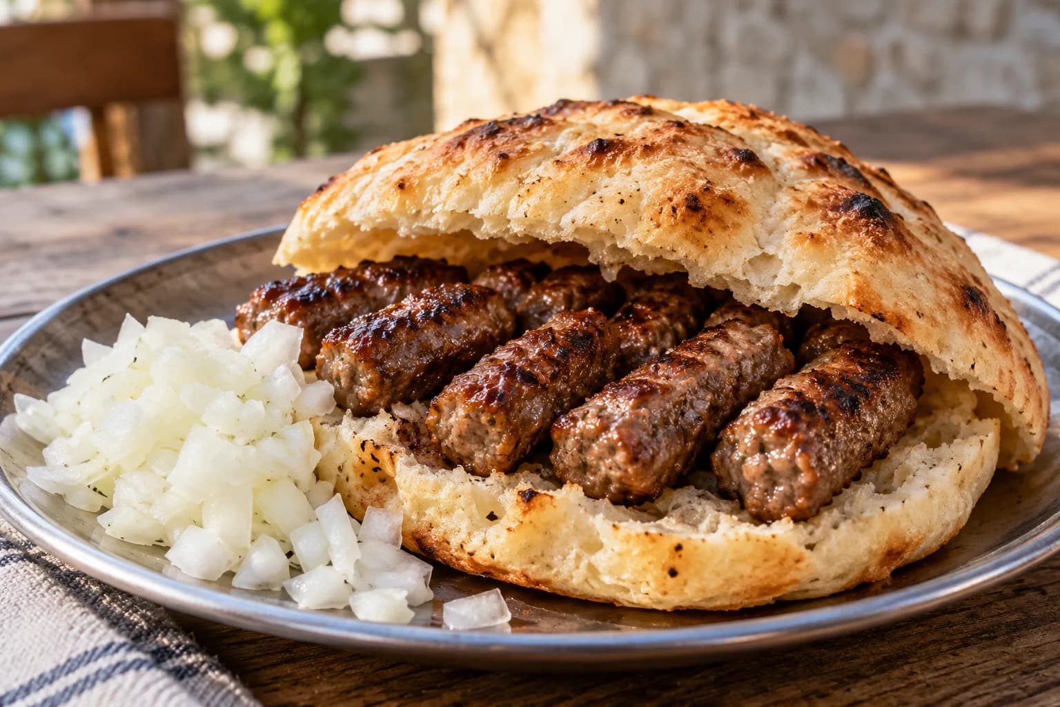 AI ilustrace jídla: Ćevapi