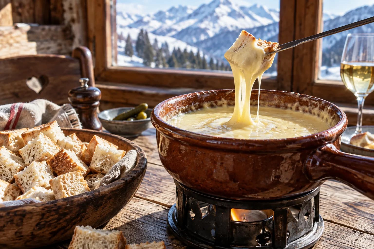 AI ilustrace jídla: Savojské fondue