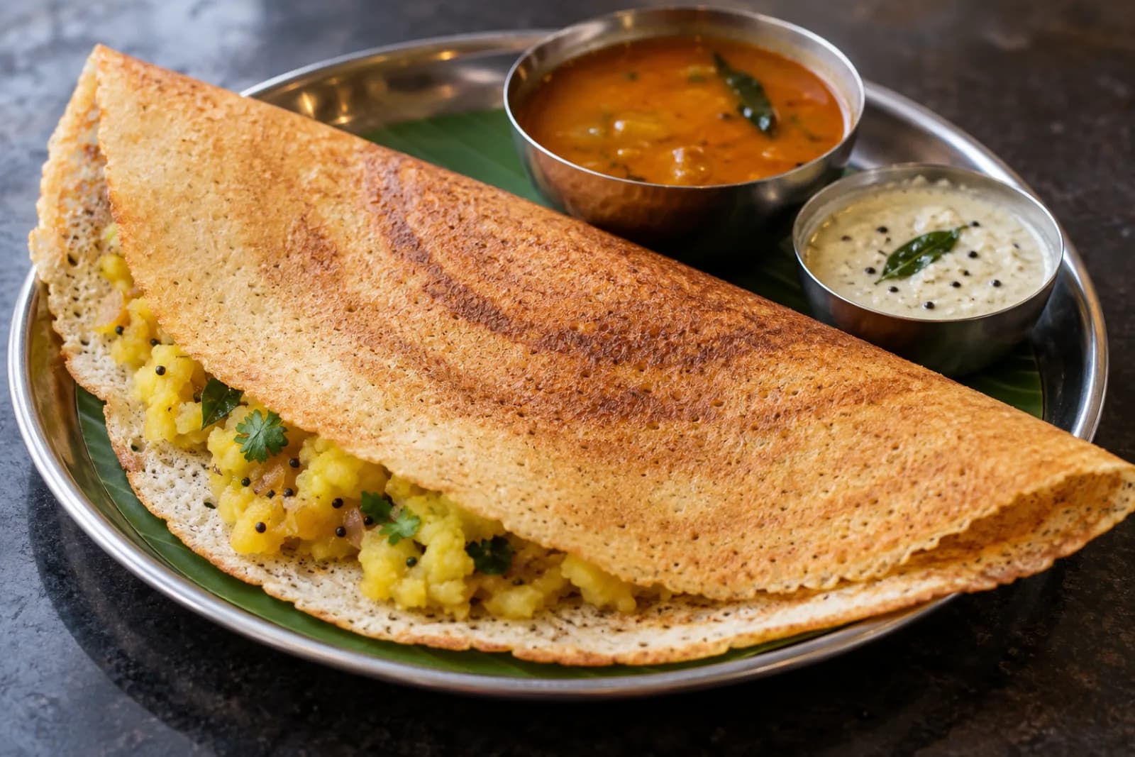 AI ilustrace jídla: Masala dosa