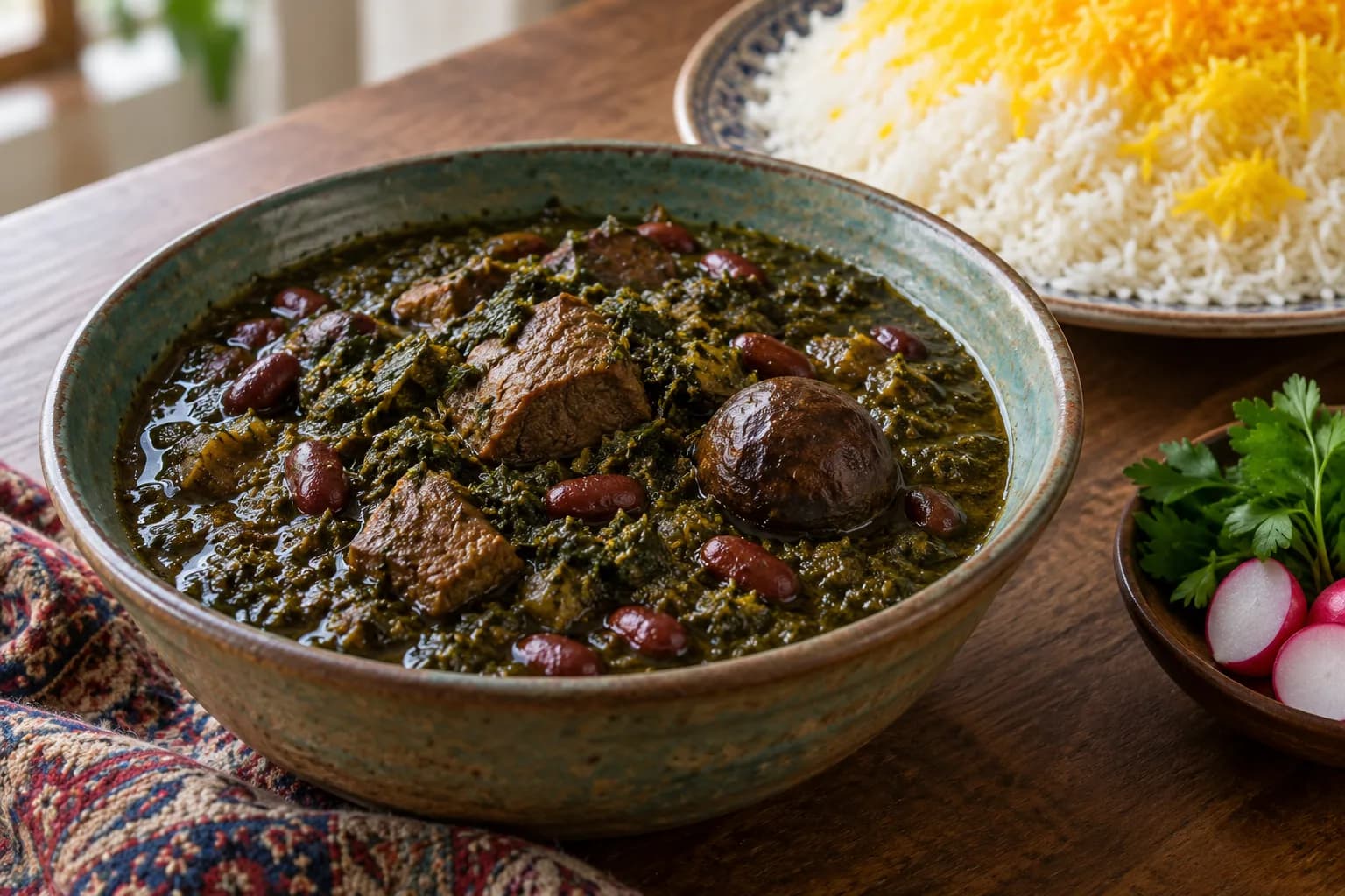 AI ilustrace jídla: Ghormeh sabzi
