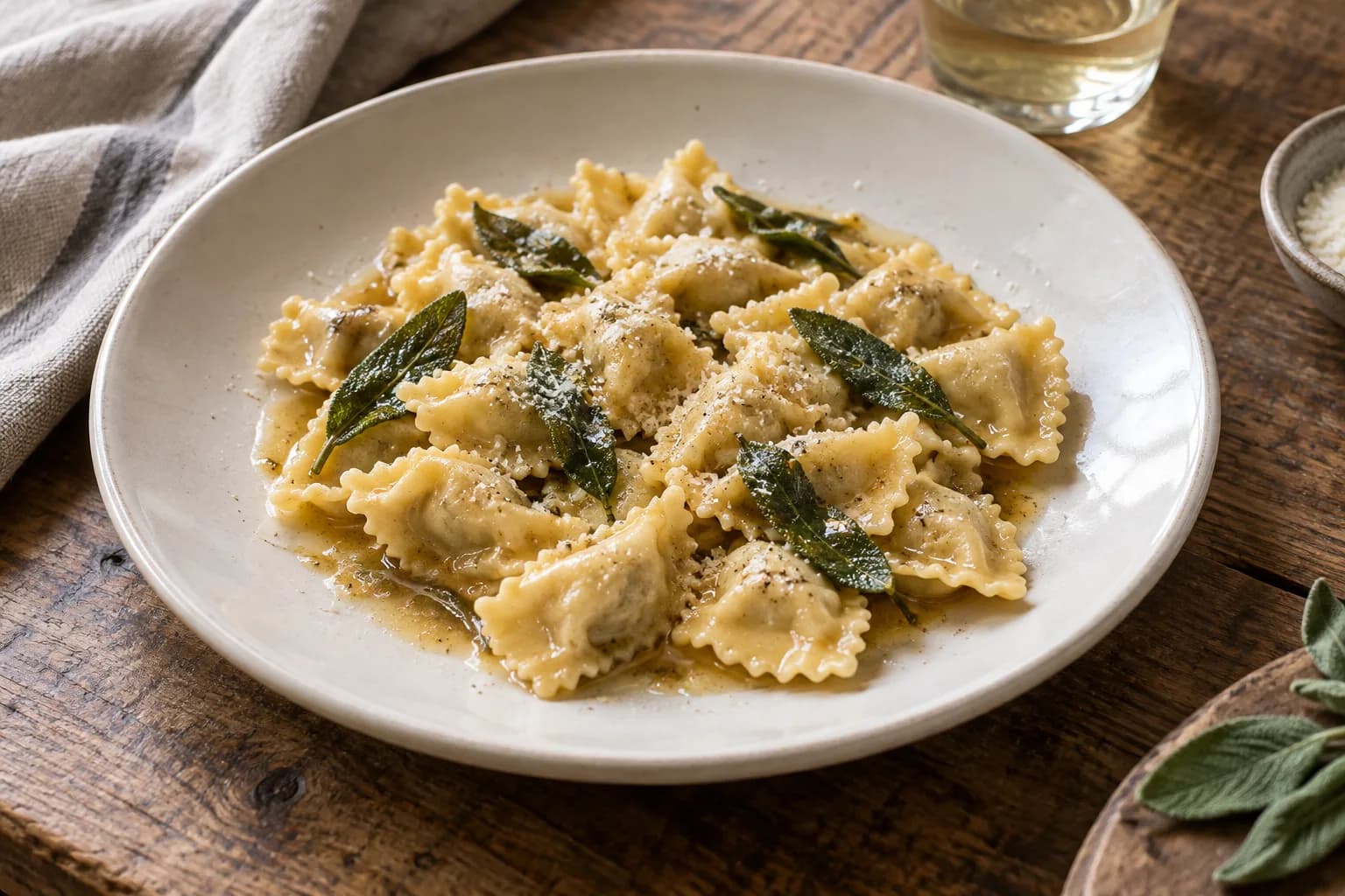 AI ilustrace jídla: Agnolotti