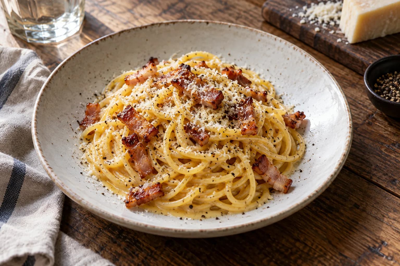 AI ilustrace jídla: Carbonara
