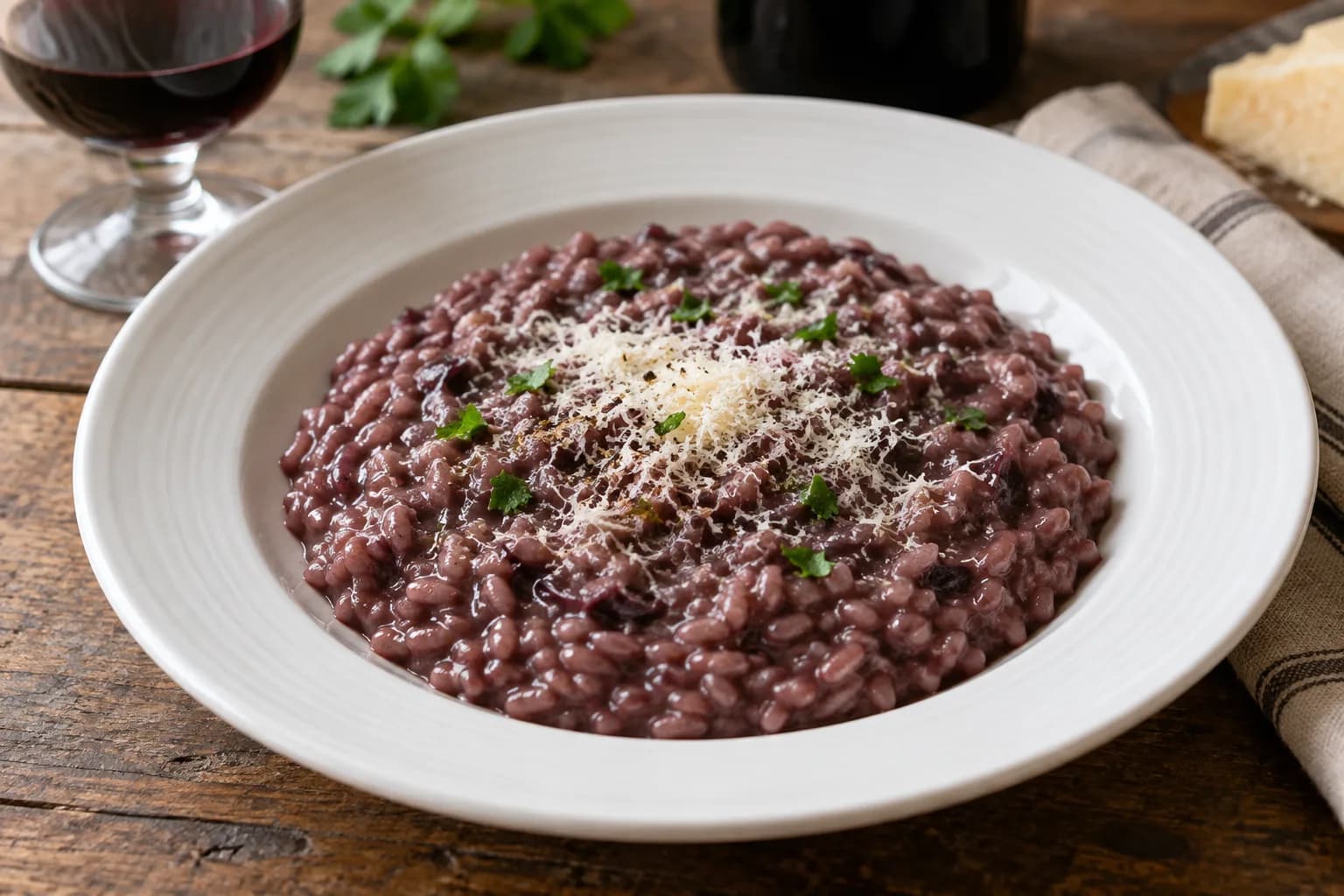 AI ilustrace jídla: Risotto all’Amarone