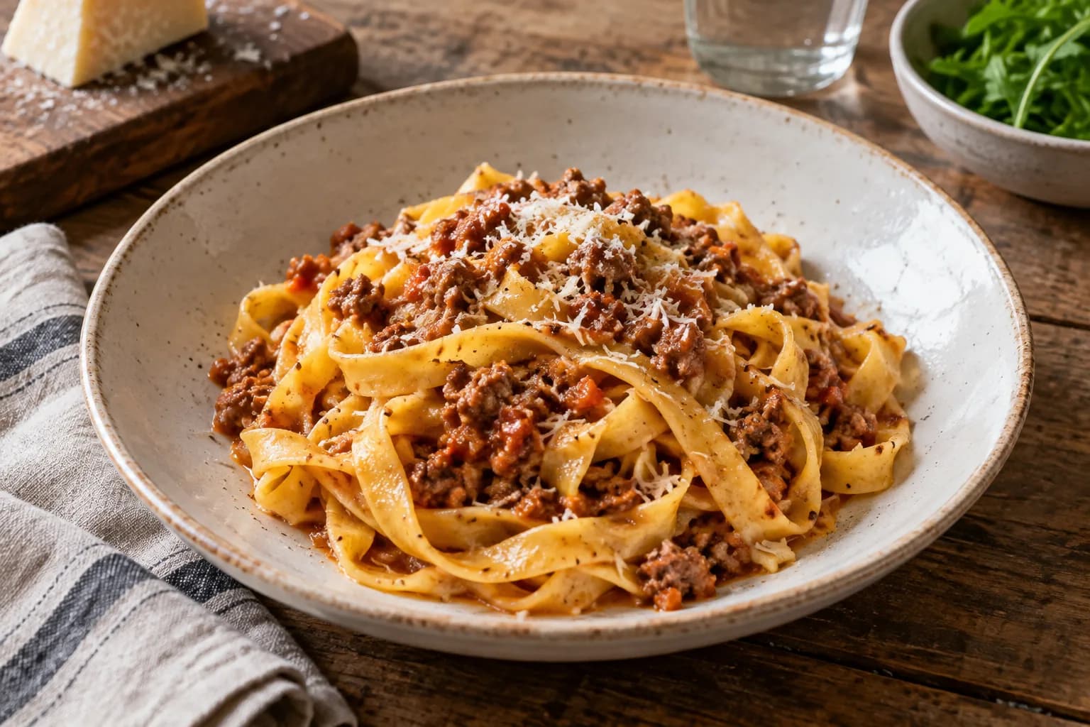 AI ilustrace jídla: Tagliatelle al ragù