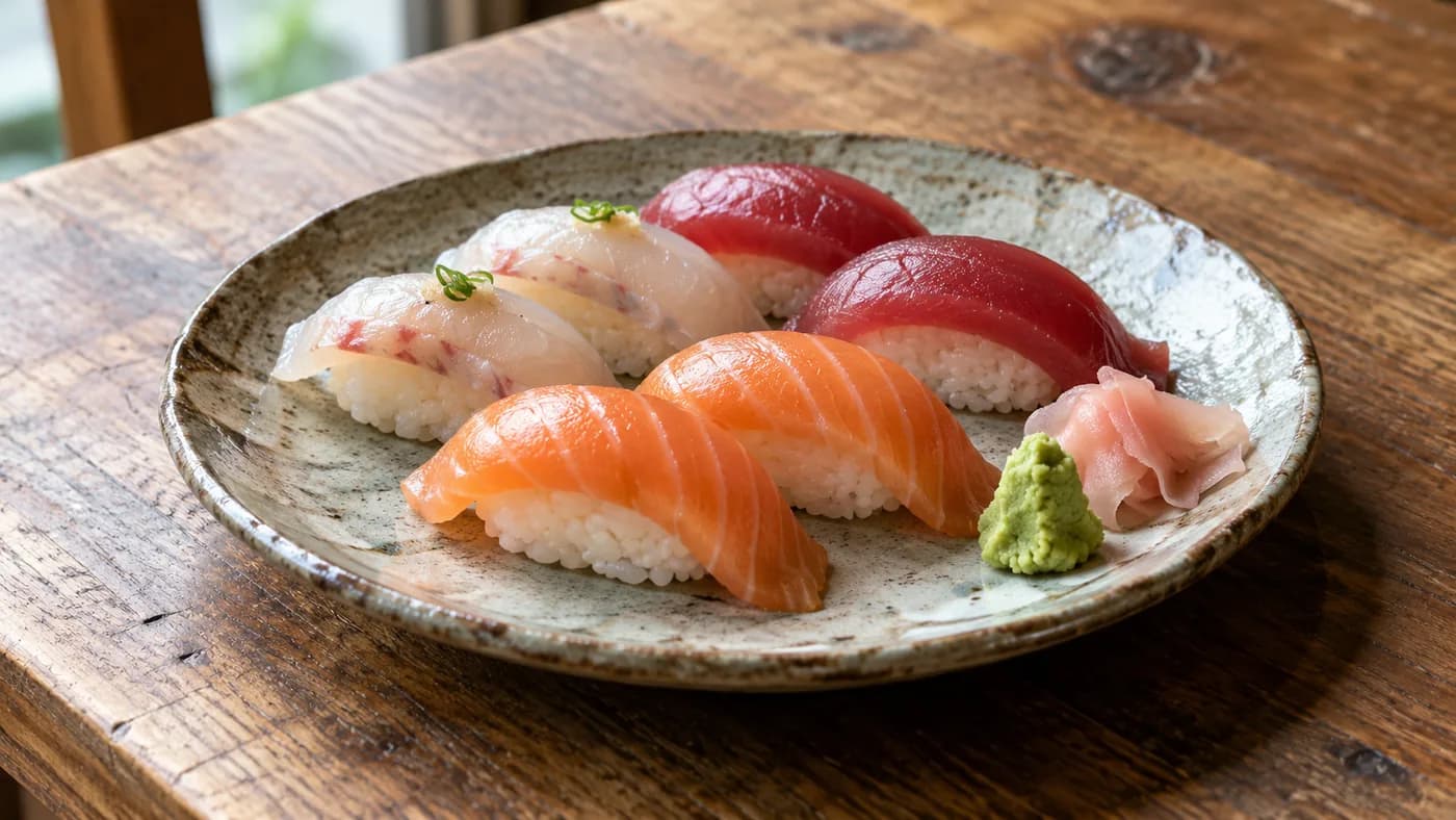 AI ilustrace jídla: Sushi