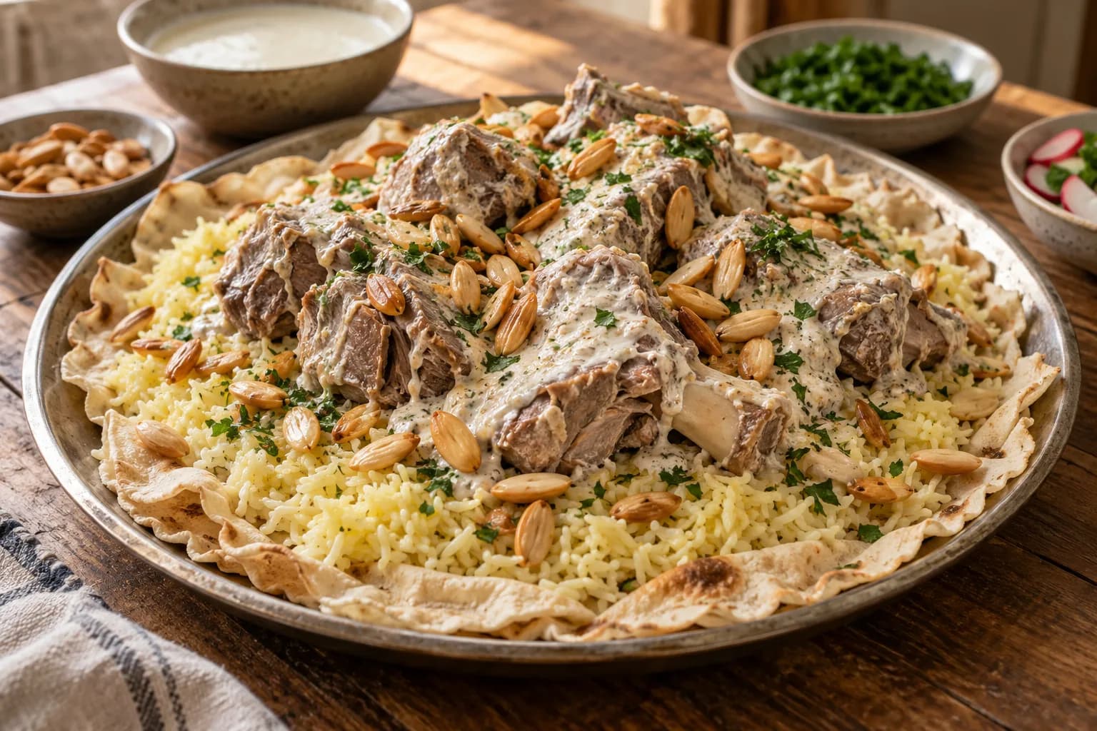 AI ilustrace jídla: Mansaf