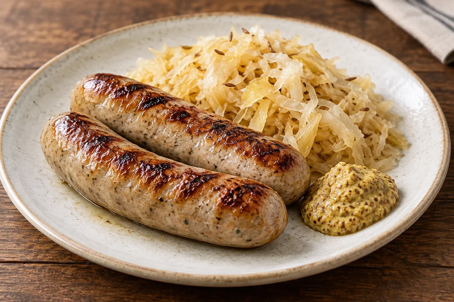 AI ilustrace jídla: Bratwurst