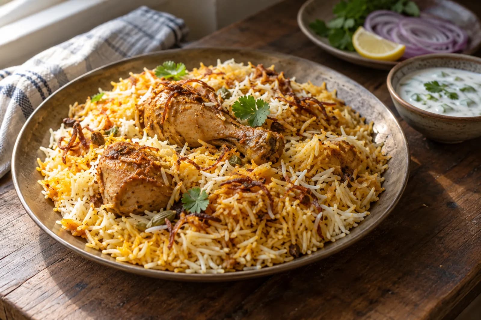 AI ilustrace jídla: Biryani