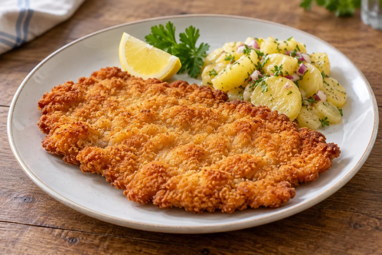 AI ilustrace jídla: Wiener Schnitzel