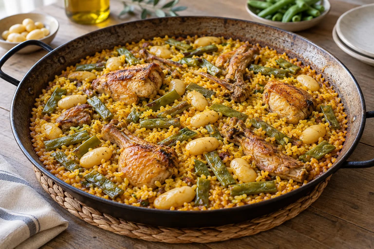 AI ilustrace jídla: Paella valenciana