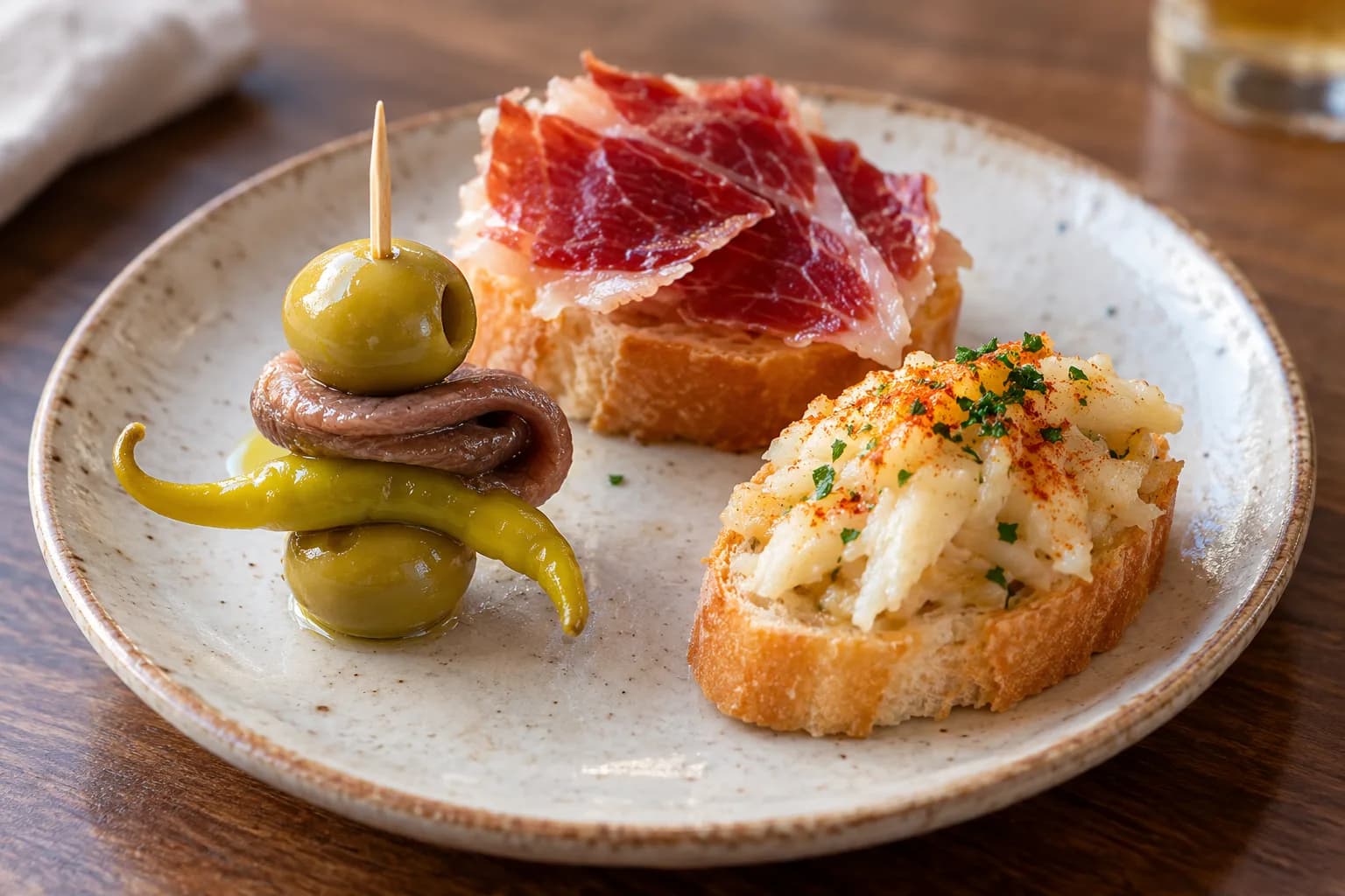 AI ilustrace jídla: Pintxos