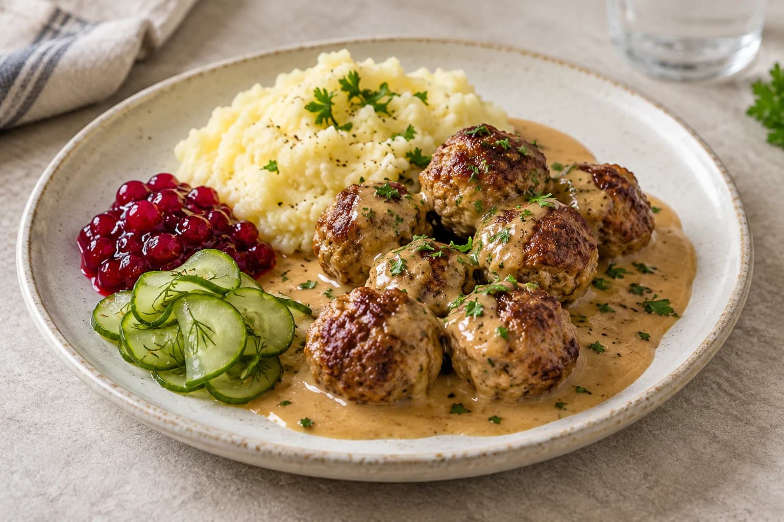 AI ilustrace jídla: Köttbullar