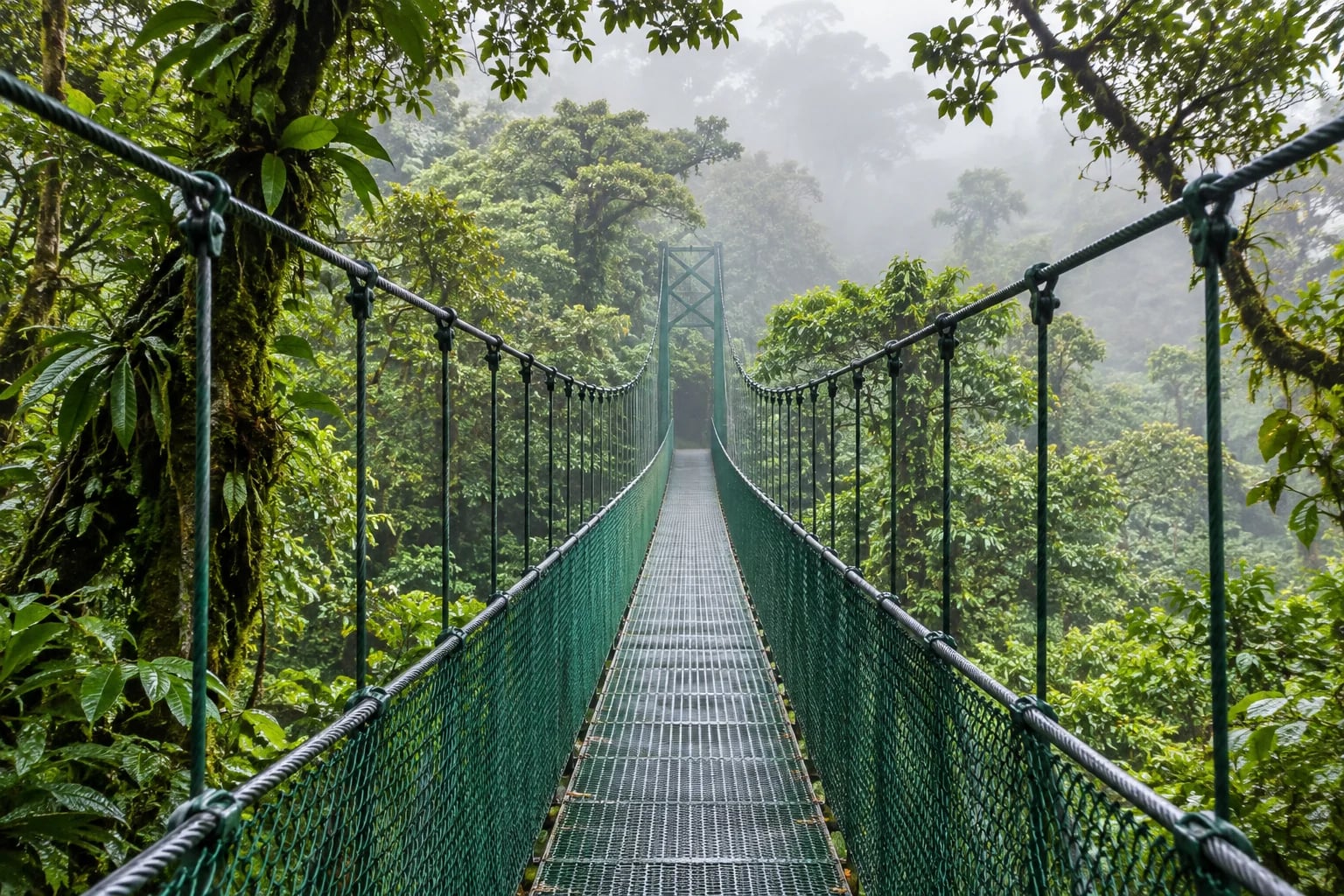 Mlžný les a visutá lávka v Monteverde