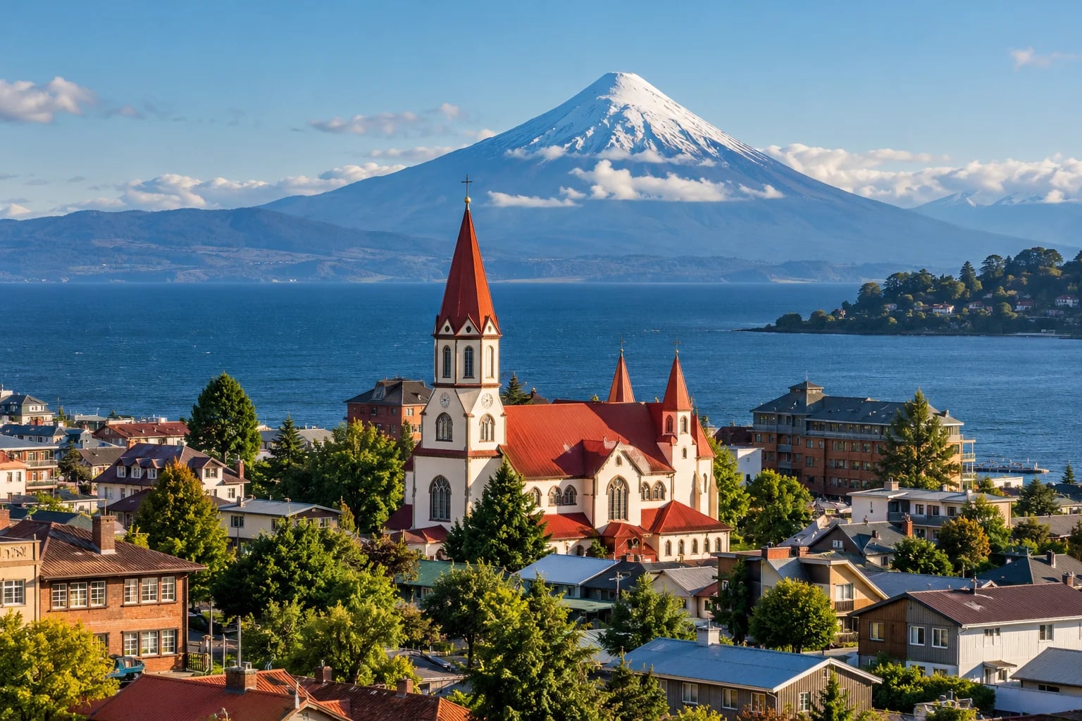 Puerto Varas u jezera Llanquihue a sopka Osorno
