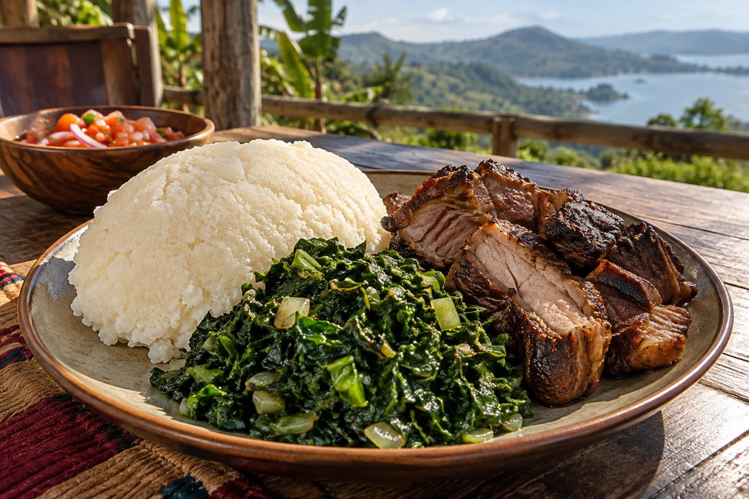 Tradiční jídlo: ugali s nyama choma