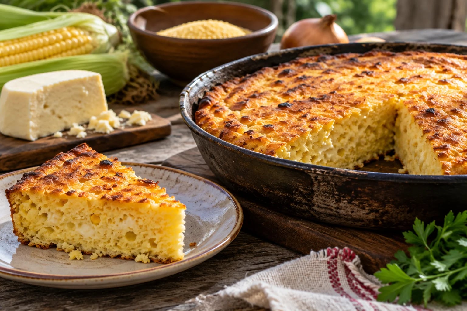 Tradiční jídlo: sopa paraguaya