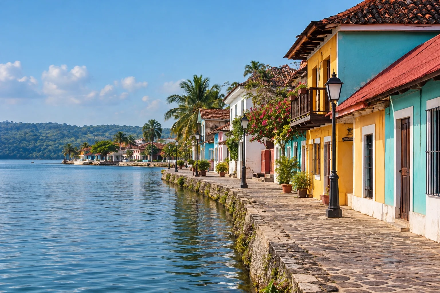 Ostrovní centrum Flores u jezera Petén Itzá
