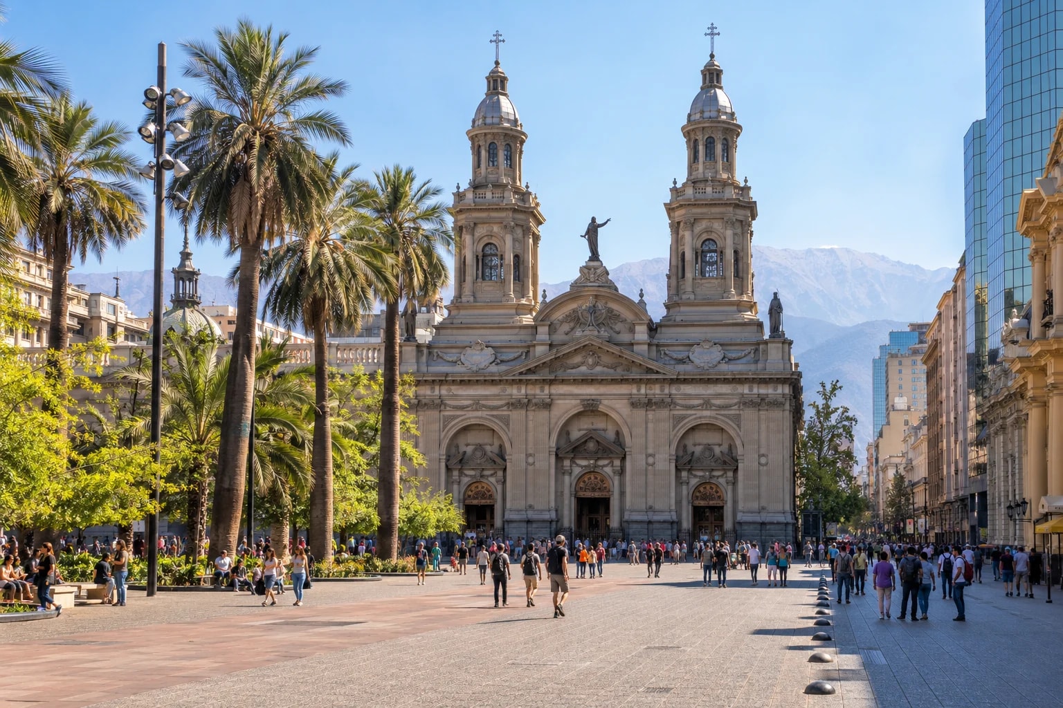 Plaza de Armas a katedrála v Santiagu