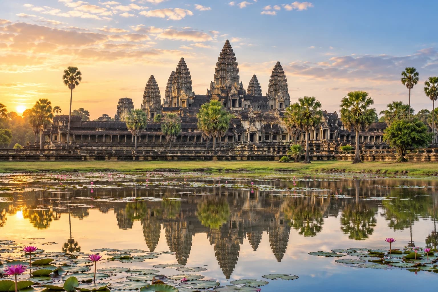 AI ilustrace Angkor Watu u Siem Reapu