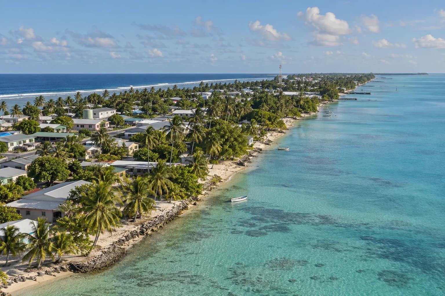 AI ilustrace: Kiribati; nikoli fotografie aktuálního stavu