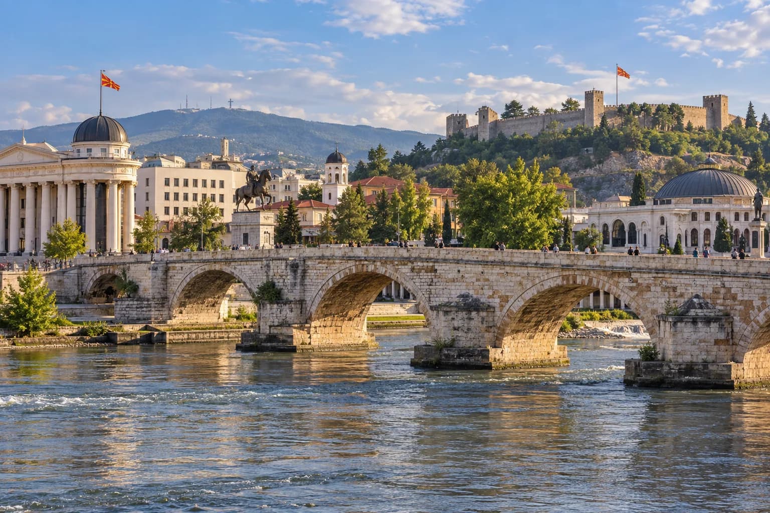 AI ilustrace města Skopje