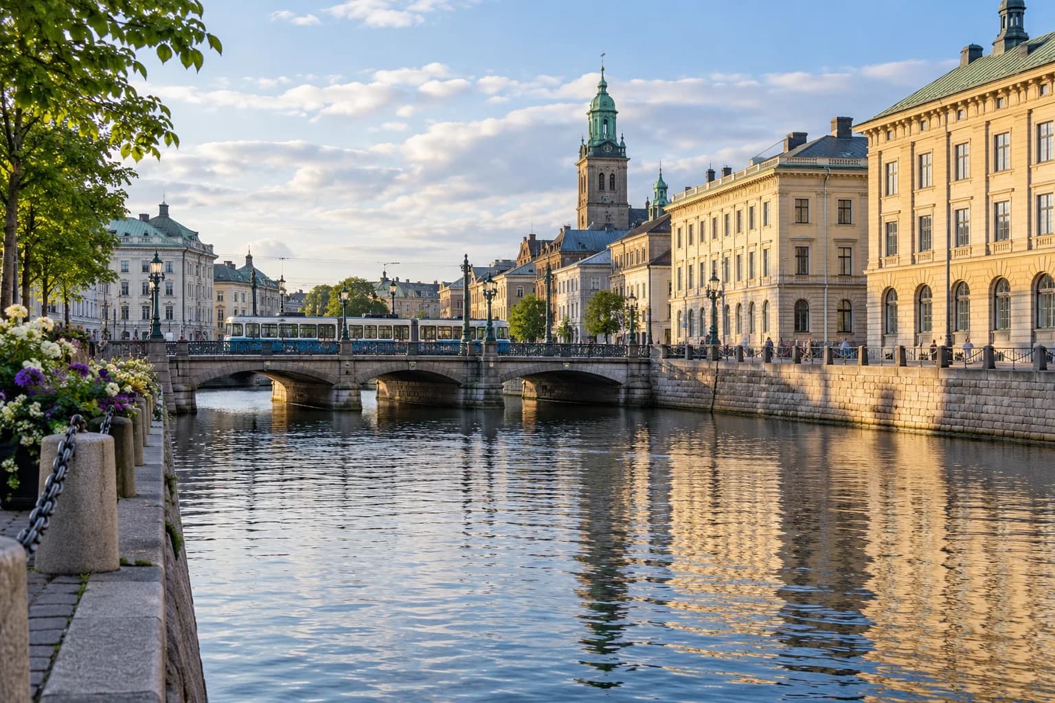 AI ilustrace kanálu v Göteborgu