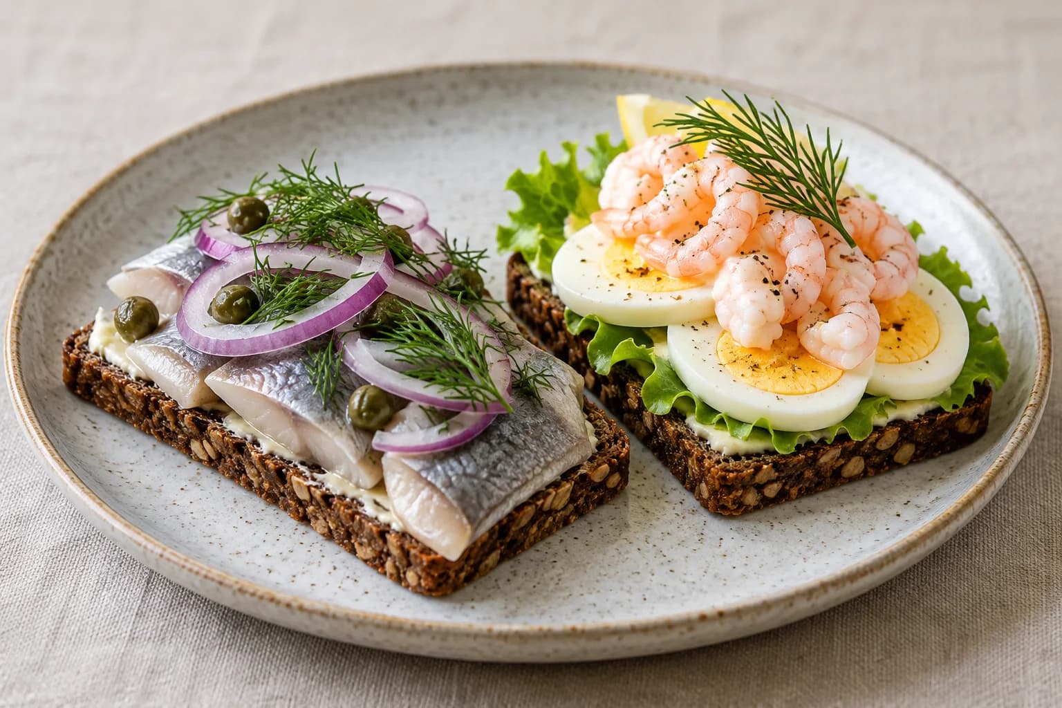AI ilustrace jídla: Smørrebrød