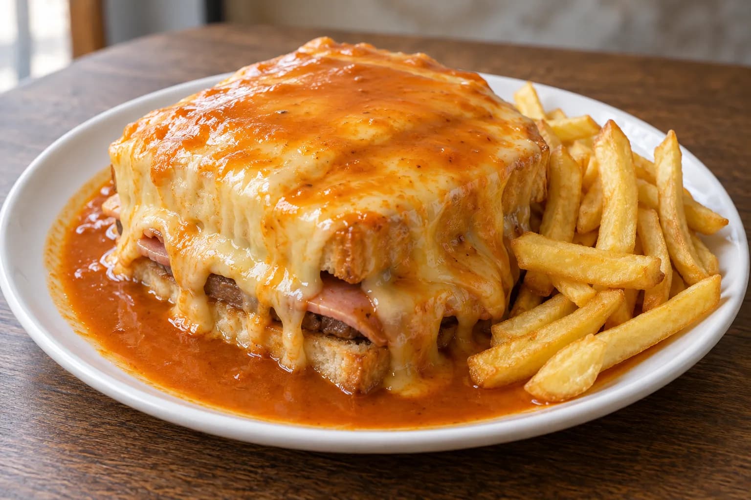 AI ilustrace jídla: Francesinha