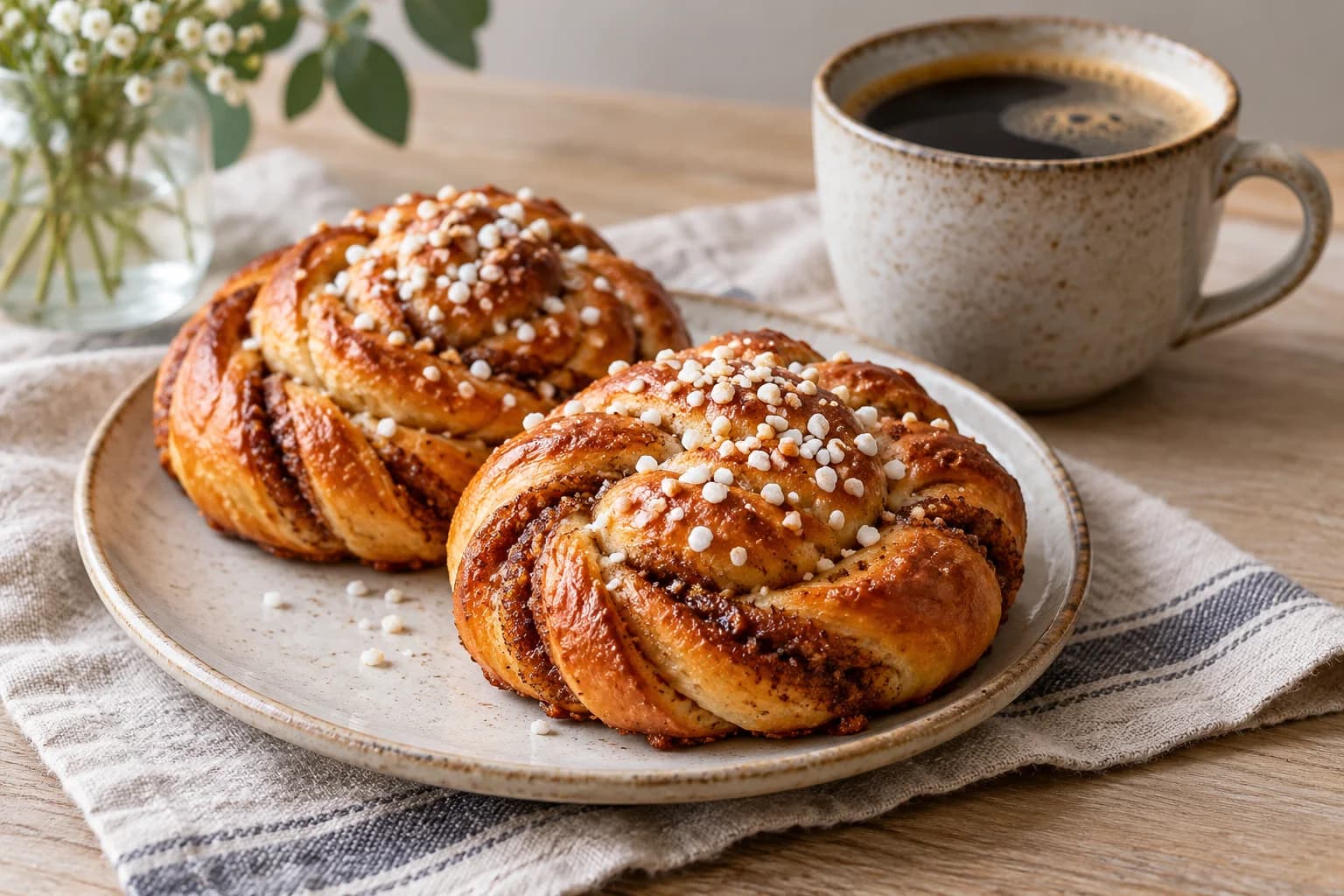 AI ilustrace jídla: Kanelbullar